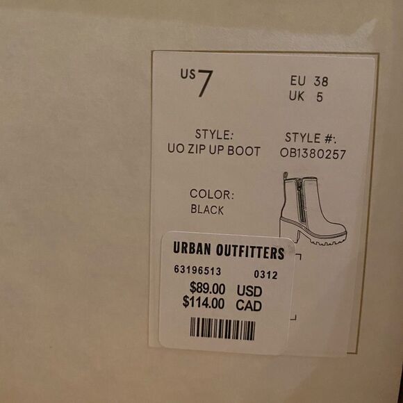 NEW Urban Outfitters UO Women's Zip-Up Black Boots 7 - Picture 5 of 5